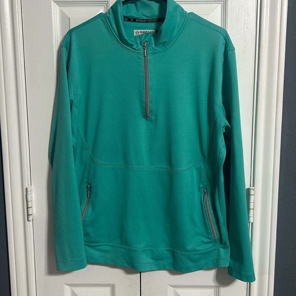 Magellan Outdoors Womens Sweater aqua green  Size Large 1/2 Zip